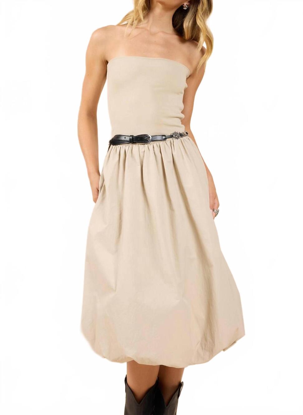 NEW SADIE & SAGE happier now strapless tube bubble dress in ash - Picture 7 of 10